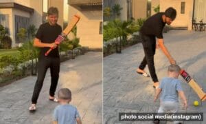 شاہین آفریدی اورننھے بیٹے عالیار کا کرکٹ کا مزہ،ویڈیو وائرل