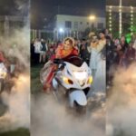 شادی میں دلہن کی ہیوی بائیک پر انٹری،ویڈیو وائرل