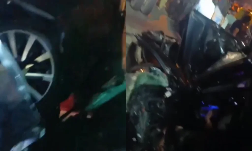 سیمنٹ کی بوریوں سے لدے ٹریلر کی گاڑی کو ٹکر ، تین جاں بحق